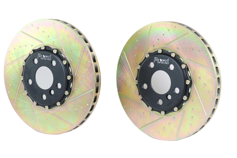 Platz1 335mm (13.19") Front 2-PC Floating Brake Disc Rotors SET for Mini Cooper F56 JCW ( Cross Slotted & Dimpled )