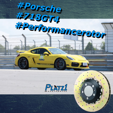 Platz1 380mm (14.96") Front 2-PC Floating Disc Brake Rotor Upgrade For Porsche 718 Cayman GT4 2019+ - Drilled Type